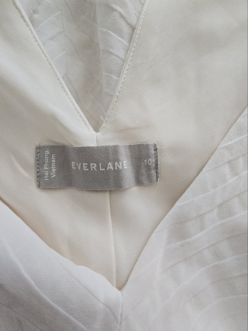 Everlane City Stripe Sleeveless V-Neck Textured Midi Dress in Ivory Size 10 - Picture 4 of 6